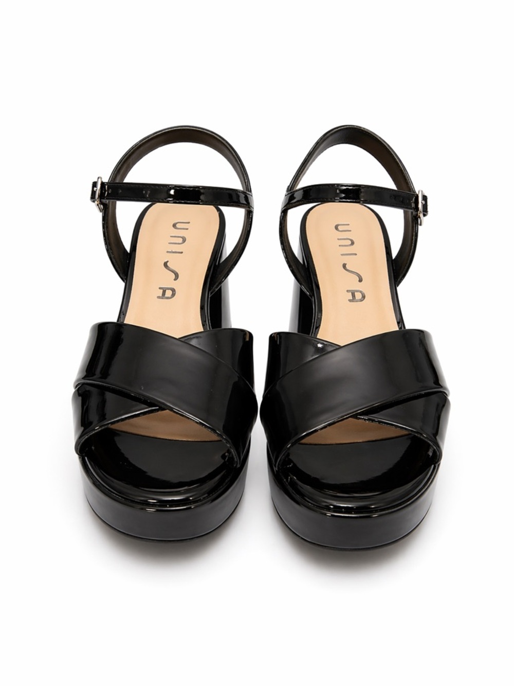 Unisa Black Platform Heels with Cross-Strap and Ankle Buckle - Picture 6 of 6